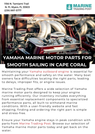 Yamaha Marine Motor Parts for Smooth Sailing in Cape Coral
