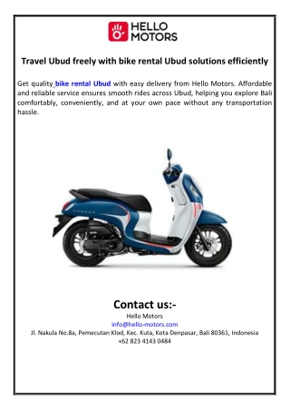 Travel Ubud freely with bike rental Ubud solutions efficiently