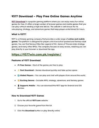 9377 Download – Play Free Online Games Anytime