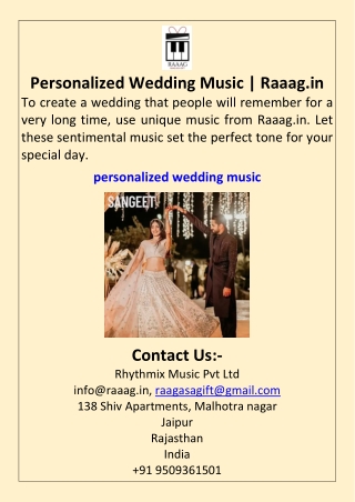 Personalized Wedding Music  Raaag.in