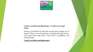 Credit Card Debt and Bankruptcy  Credit Card Legal Clinic
