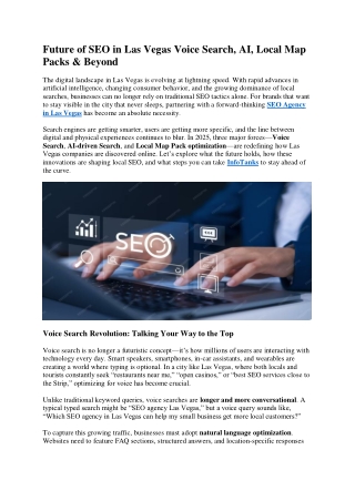 Future of SEO in Las Vegas Voice Search, AI, Local Map Packs & Beyond