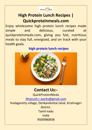 High Protein Lunch Recipes  Quickproteinmeals.com