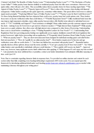 Instant Cash Relief: The Benefits of Online Payday Loans