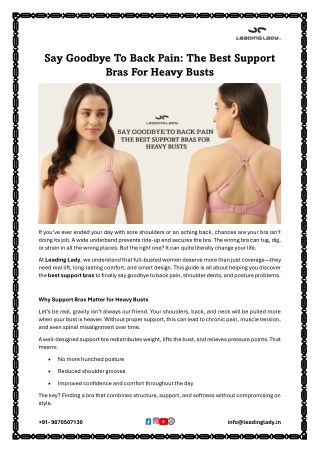 Say Goodbye To Back Pain: The Best Support Bras For Heavy Busts