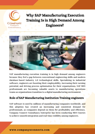Why SAP Manufacturing Execution Training Is in High Demand Among Engineers