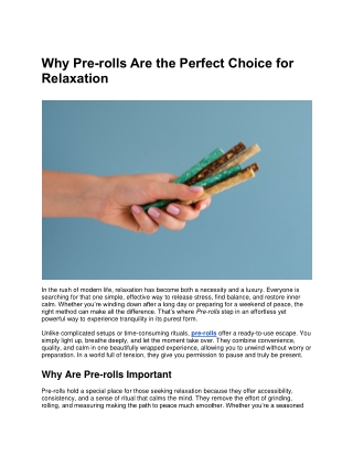 Why Pre-rolls Are the Perfect Choice for Relaxation