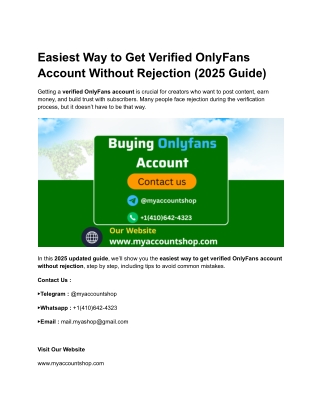 Easiest Way to Get Verified OnlyFans Account Without Rejection (2025 Guide)