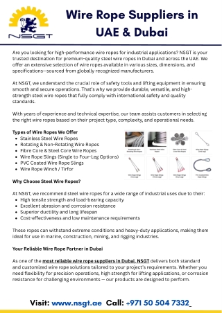 Wire Rope Suppliers in UAE & Dubai
