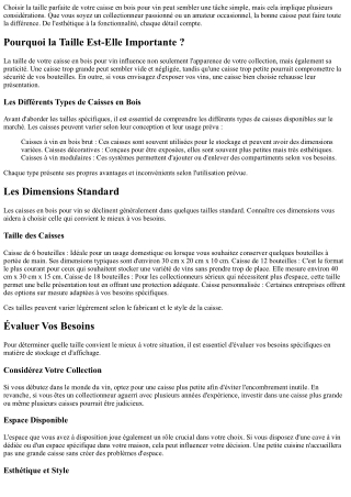 Comment Choisir la Taille Parfaite de votre Caisse en Bois pour Vin ?