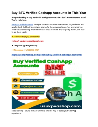 Buy BTC Verified Cashapp Accounts in This Year