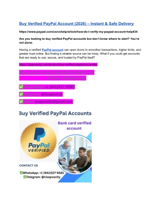 Buy Verified PayPal Account (2026) – Instant & Safe Delivery