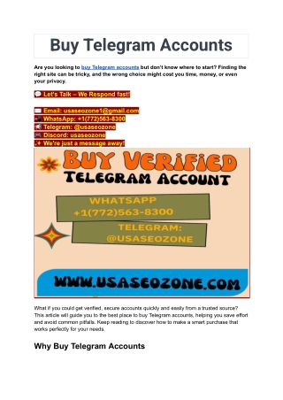 Buy Telegram Accounts From The Best Site