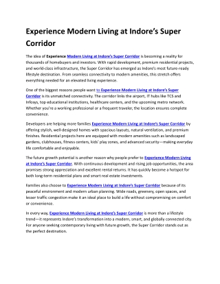 Experience Modern Living at Indore