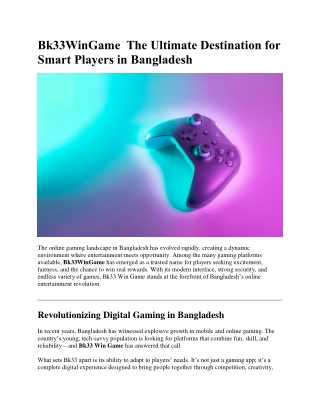 Bk33WinGame  The Ultimate Destination for Smart Players in Bangladesh
