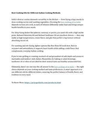 Best Cooking Oils for Different Indian Cooking Methods