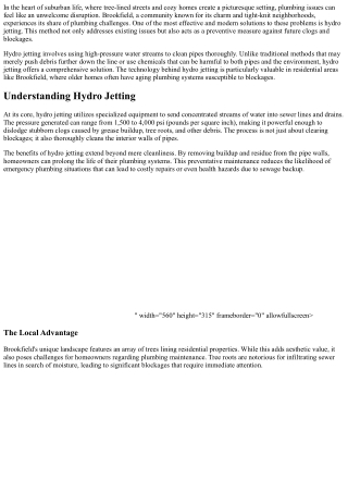 Why Hydro Jetting Services Matter in Brookfield: A Unique Local Perspective