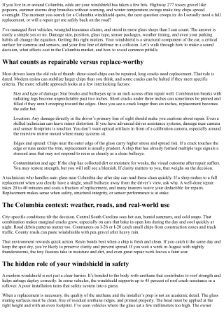 Columbia Windshield Quote: Do You Really Need a Replacement?