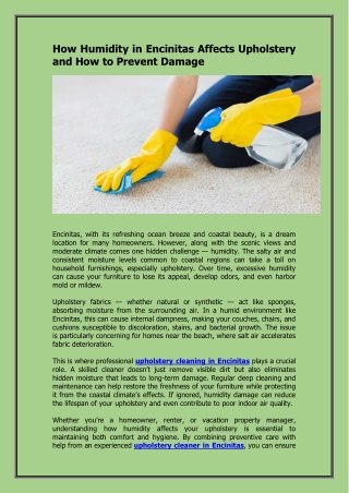 How Humidity in Encinitas Affects Upholstery and How to Prevent Damage