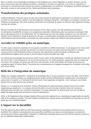 La place du numérique dans cet univers traditionnellement artisanal.