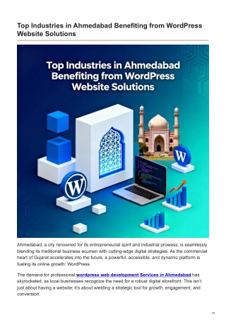 Top Industries in Ahmedabad Benefiting from WordPress Website Solutions