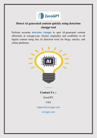 Detect AI generated content quickly using detection chatgpt tool