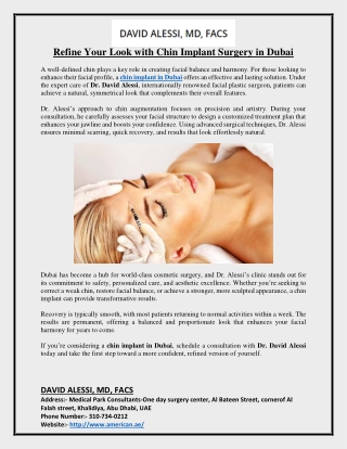Refine Your Look with Chin Implant Surgery in Dubai