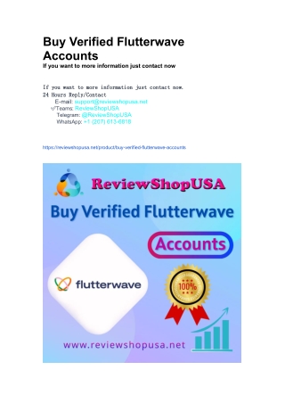 Buy Verified Flutterwave Accounts