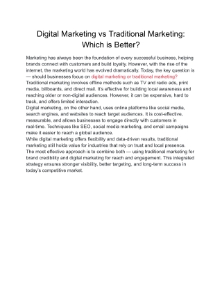 Untitled documDigital Marketing vs Traditional Marketing:ent