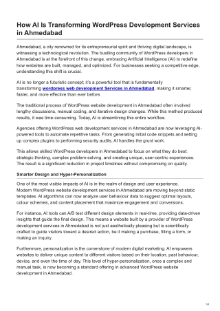 How AI Is Transforming WordPress Development Services in Ahmedabad