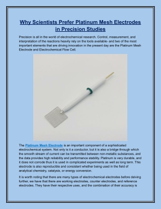 Why Scientists Prefer Platinum Mesh Electrodes in Precision Studies