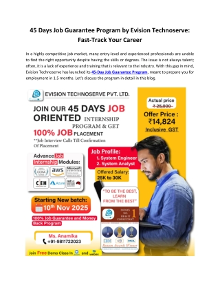 45 Days Job Guarantee Program by Evision Technoserve: Fast-Track Your Career