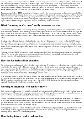 IELTS Test Timings Singapore: Morning vs Afternoon Sessions