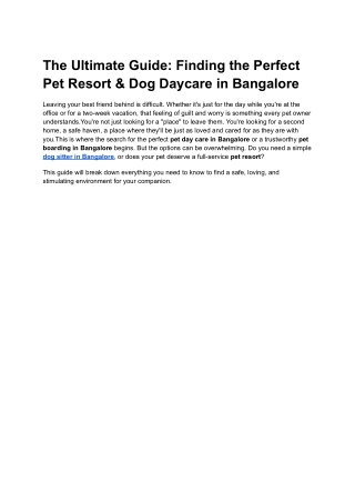The Ultimate Guide_ Finding the Perfect Pet Resort & Dog Daycare in Bangalore