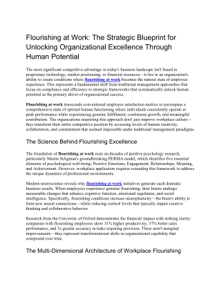 Flourishing at Work The Strategic Blueprint for Unlocking Organizational Excellence Through Human Potential
