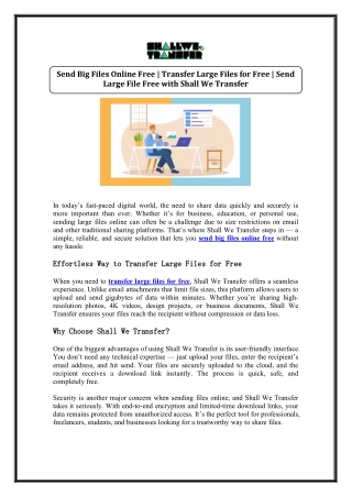 Send Big Files Online Free | Transfer Large Files for Free | Send Large File Fre