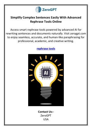 Simplify Complex Sentences Easily With Advanced Rephrase Tools Online
