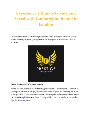 Drive in Style with Lamborghini Rental