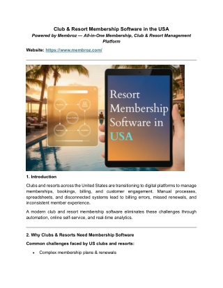 Club & Resort Membership Software in the USA
