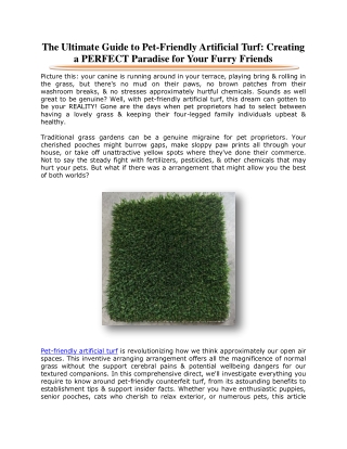 The Ultimate Guide to Pet-Friendly Artificial Turf Creating a PERFECT Paradise for Your Furry Friends