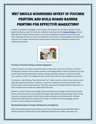 Why Should Businesses Invest in Voucher Printing and Build Board Banner Printing for Effective Marketing