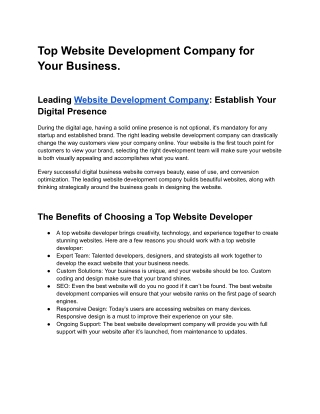 Professional Website Development Company Services