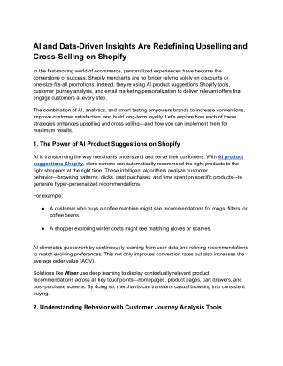 AI and Data-Driven Insights Are Redefining Upselling and Cross-Selling on Shopify
