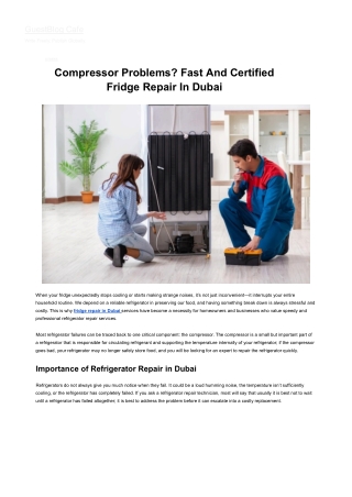 Facing Compressor Issues: Get Reliable Fridge Repair In Dubai
