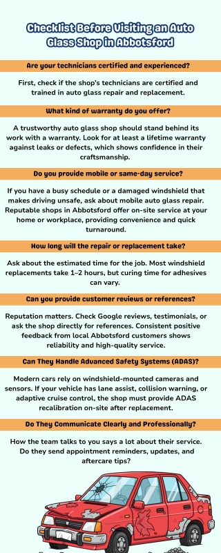 Checklist Before Visiting an Auto Glass Shop in Abbotsford
