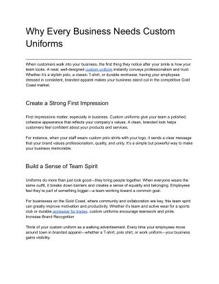 Why Every Business Needs Custom Uniforms