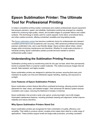 Epson Sublimation Printer