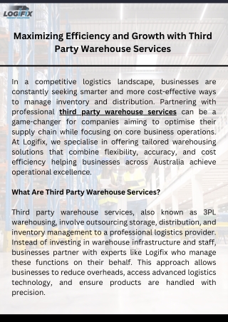 Maximizing Efficiency and Growth with Third Party Warehouse Services