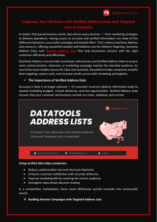 Verified Address Data and Targeted Lists in Australia