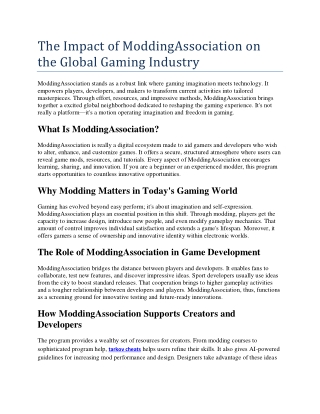 The Impact of ModdingAssociation on the Global Gaming Industry